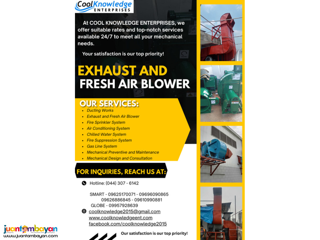 Reliable Exhaust and fresh Air Blower  Services @ Cool Knowledge