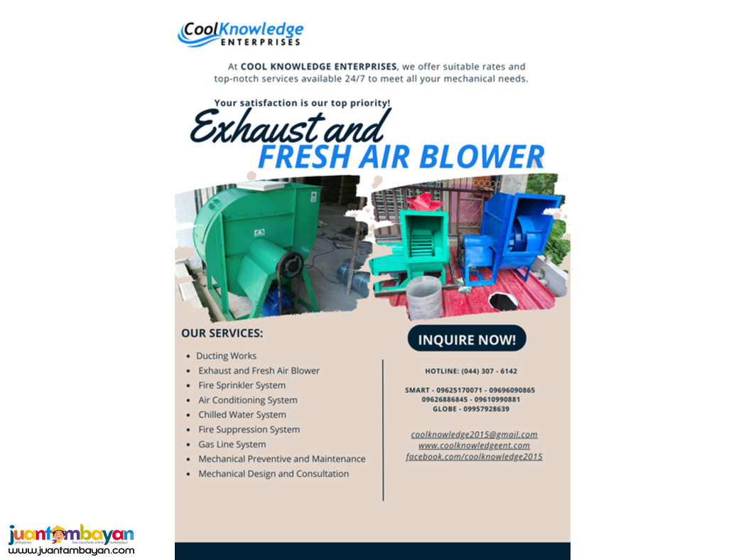 Reliable Exhaust and fresh Air Blower  Services @ Cool Knowledge