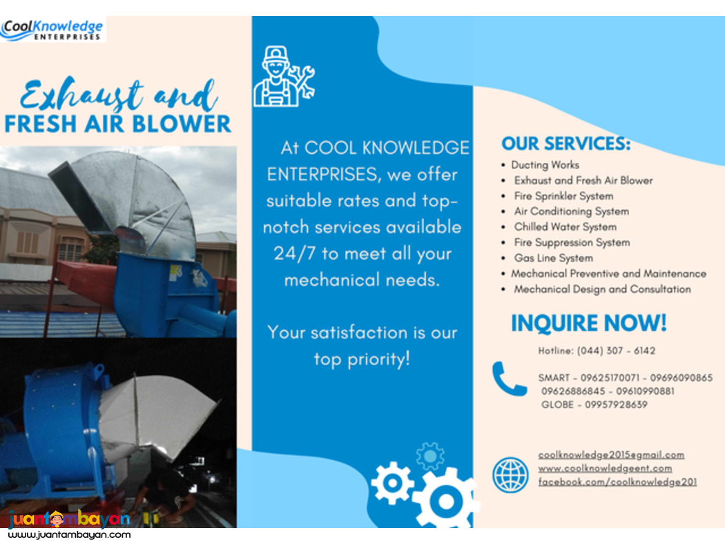 Reliable Exhaust and fresh Air Blower  Services @ Cool Knowledge