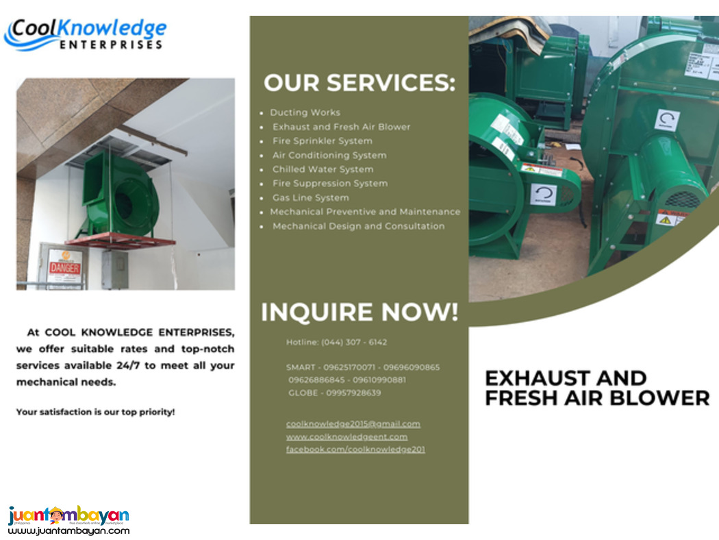 Reliable Exhaust and fresh Air Blower  Services @ Cool Knowledge