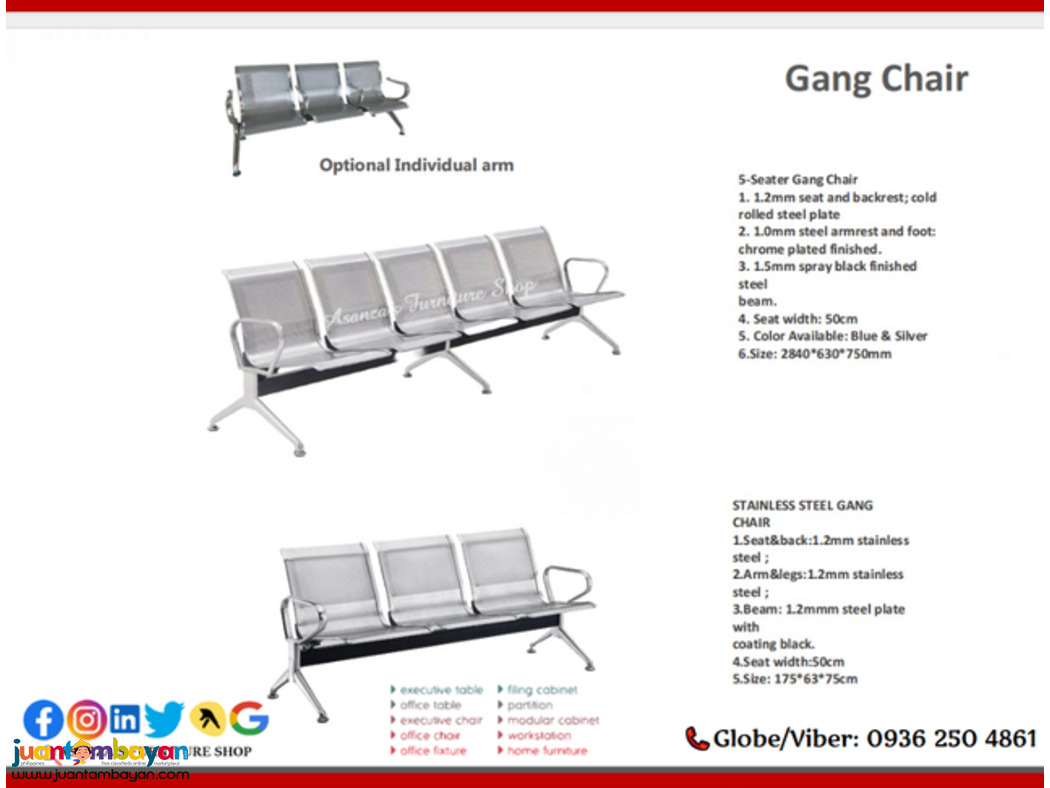 GANG CHAIR | WAITING CHAIR (3-4-5 SEATER)