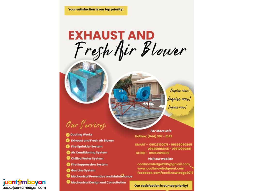 Ventilation System: Exhaust and Fresh Air Blowers