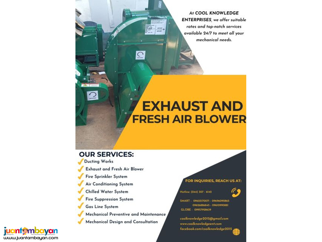 Ventilation System: Exhaust and Fresh Air Blowers