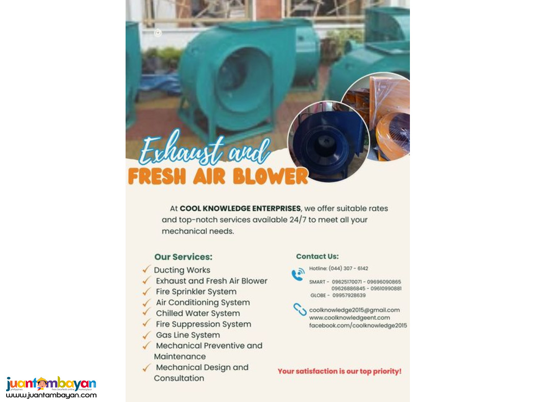 Ventilation System: Exhaust and Fresh Air Blowers