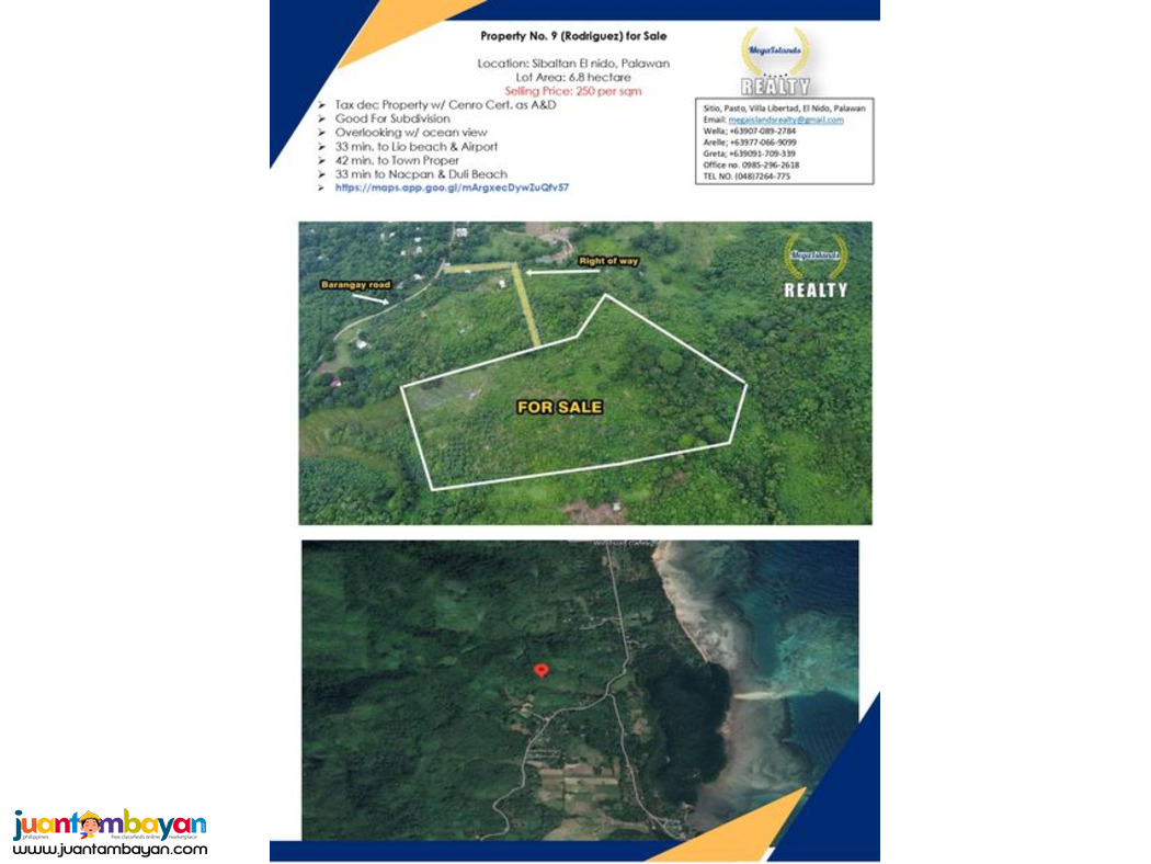 Sibaltan El nido, Palawan Lot Area: 6.8 hectare Sibaltan El nido, Palawan Lot Area: 6.8 hectare