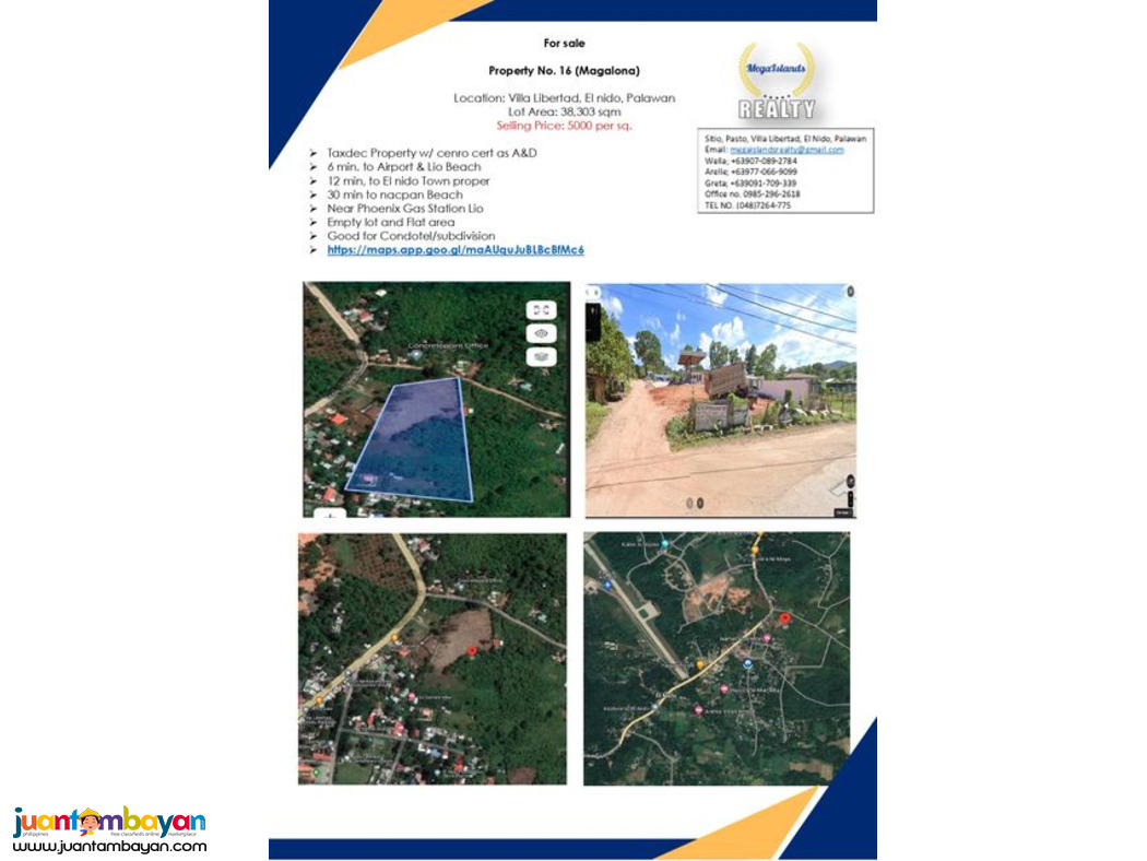 Villa Libertad, El nido, Palawan Lot Area: 38,303 sqm Villa Libertad, El nido, Palawan Lot Area: 38,303 sqm