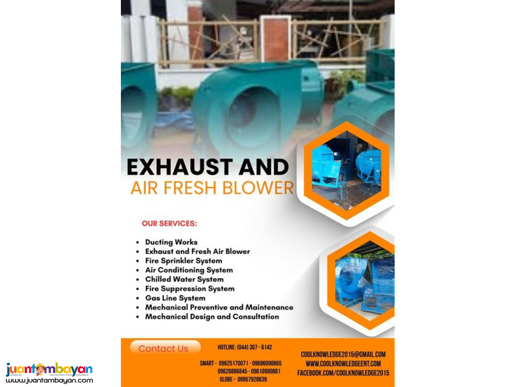 SUPPLY:INSTALLATION:EXHAUST AND FRESH AIR BLOWER: