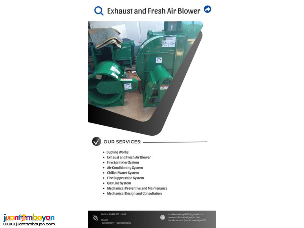 SUPPLY:INSTALLATION:EXHAUST AND FRESH AIR BLOWER: