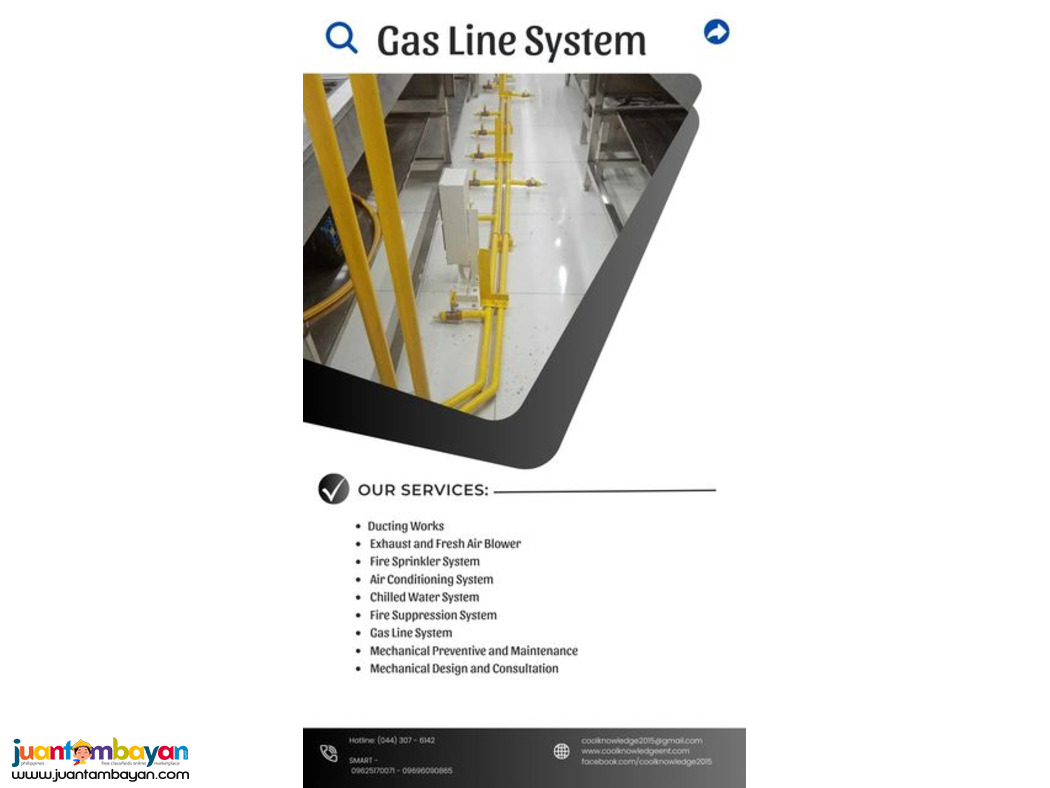 GAS LINE SYSTEM :SUPPLY :INSTALLATION:AVAILABLE