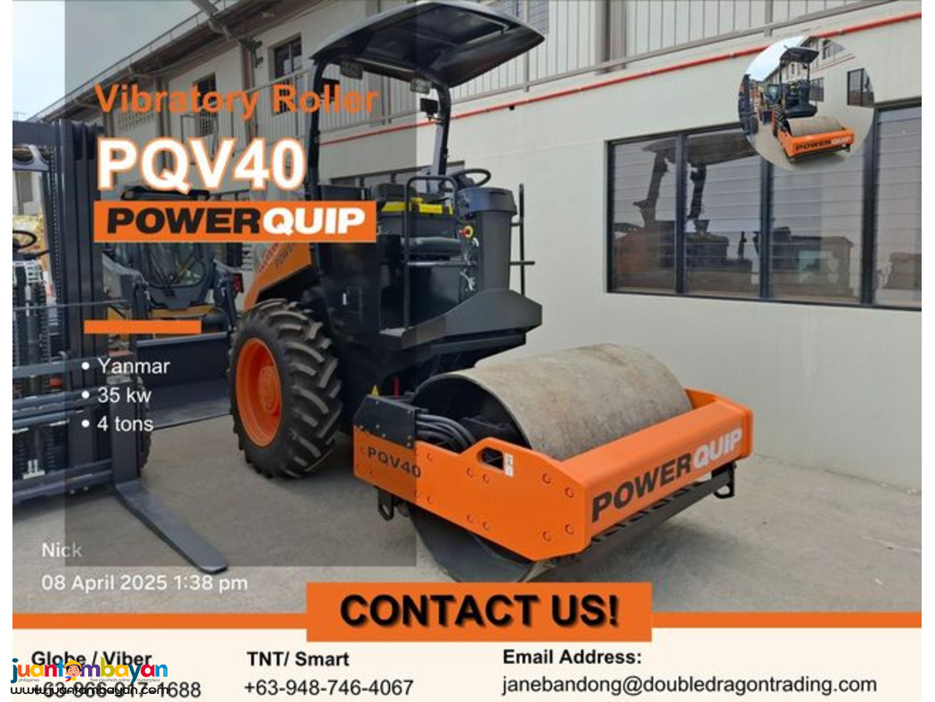 POWERQUIP PQV40 VIBRATORY ROLLER 4 TONS 