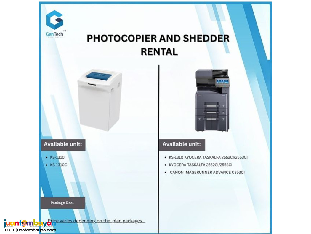 Rental Service of Photocopier and Shredder Rental Service of Photocopier and Shredder