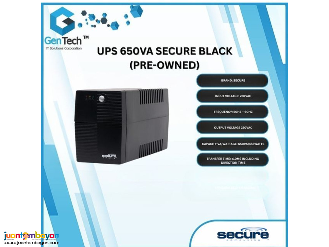 UPS 650VA Secure Black (pre-owned) UPS 650VA Secure Black (pre-owned)