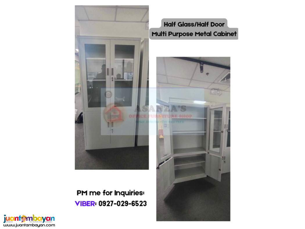 HALF GLASS/HALF DOOR METAL CABINET 