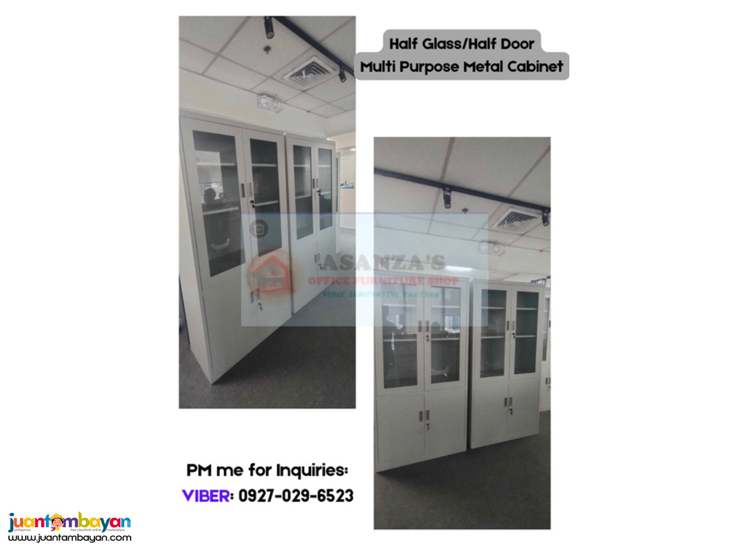 HALF GLASS/HALF DOOR METAL CABINET 