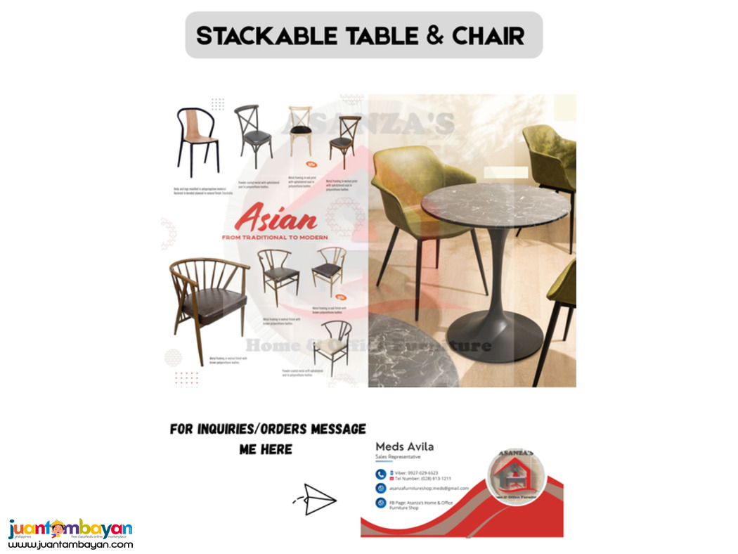 IN/OUTDOOR STACKABLE TABLE & CHAIR 