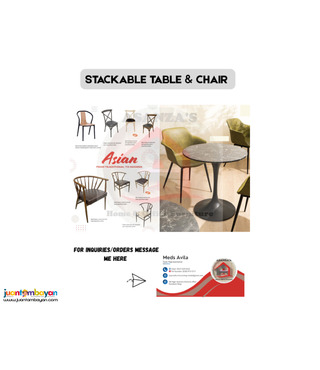 IN/OUTDOOR STACKABLE TABLE & CHAIR 