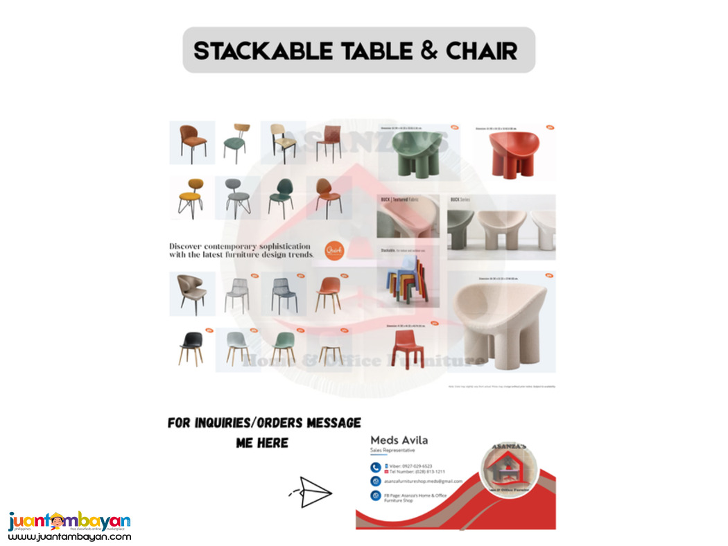 IN/OUTDOOR STACKABLE TABLE & CHAIR 