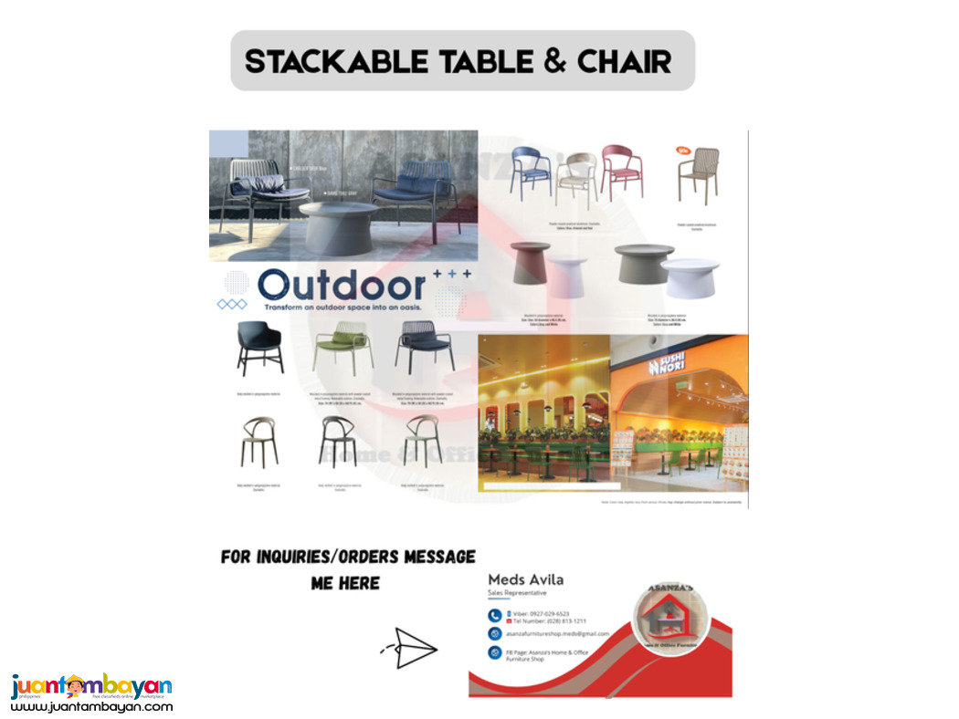 IN/OUTDOOR STACKABLE TABLE & CHAIR 