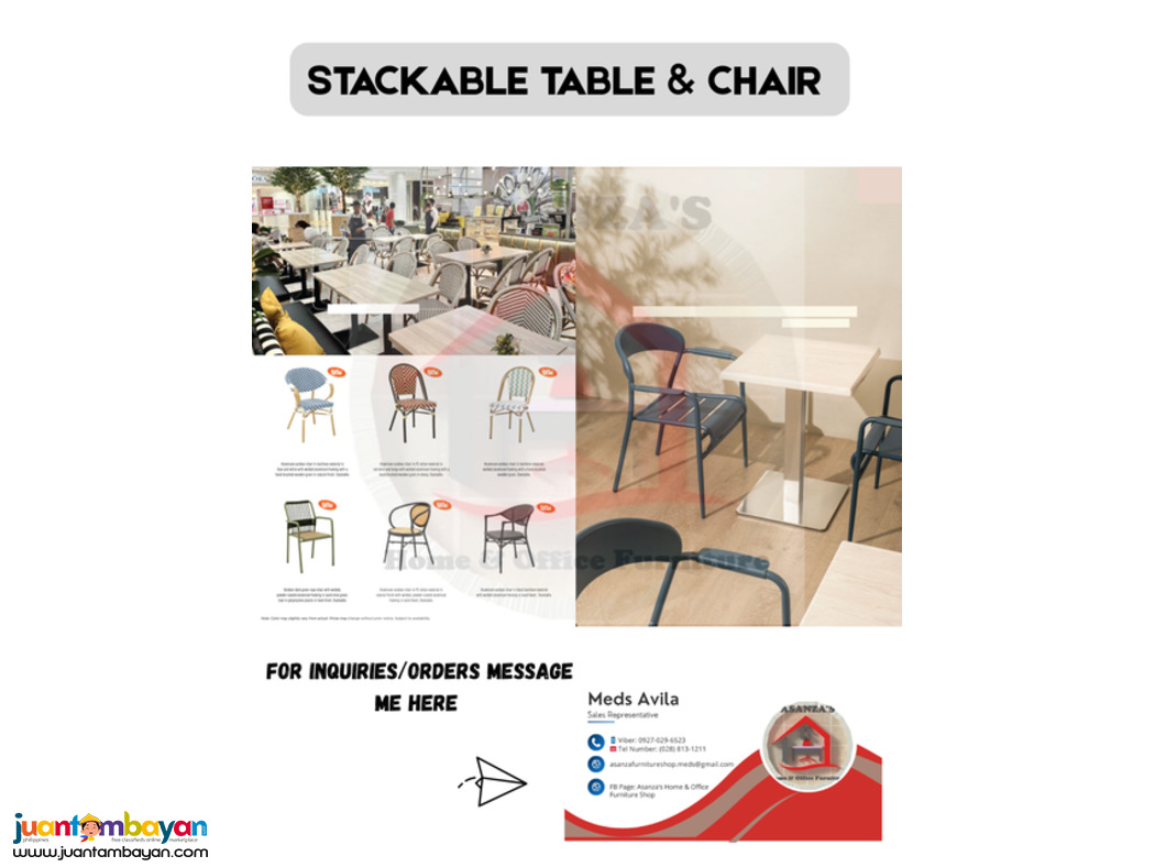 IN/OUTDOOR STACKABLE TABLE & CHAIR 