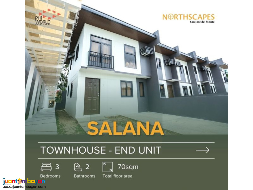 Salana 3BR Townhouse 132sqm. Northscapes SJDM Bulacan