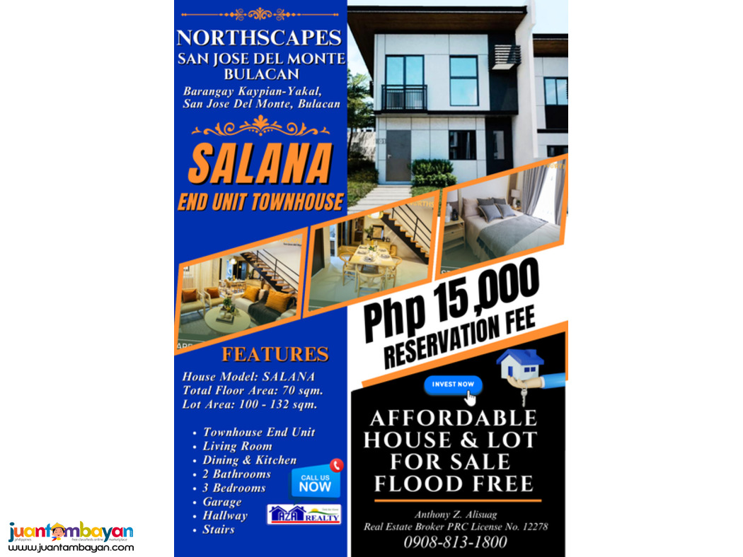 Salana 3BR Townhouse 132sqm. Northscapes SJDM Bulacan