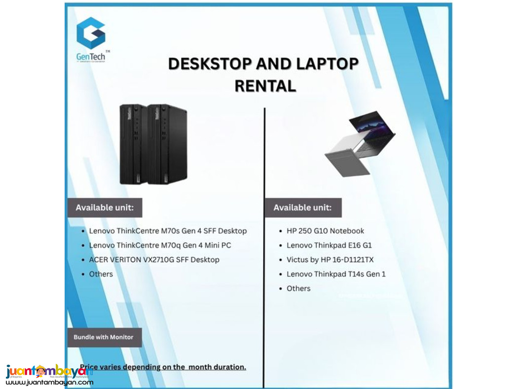 Desktop and Laptop for RENT!!