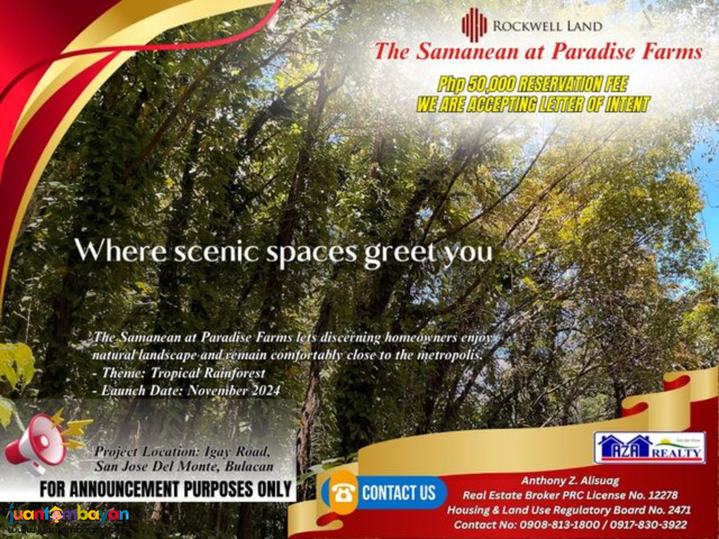 50K Reservation Fee Samanean Residential Lot in Bulacan