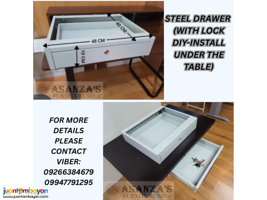 STEEL DRAWER  (WITH LOCK DIY-INSTALL UNDER THE TABLE)