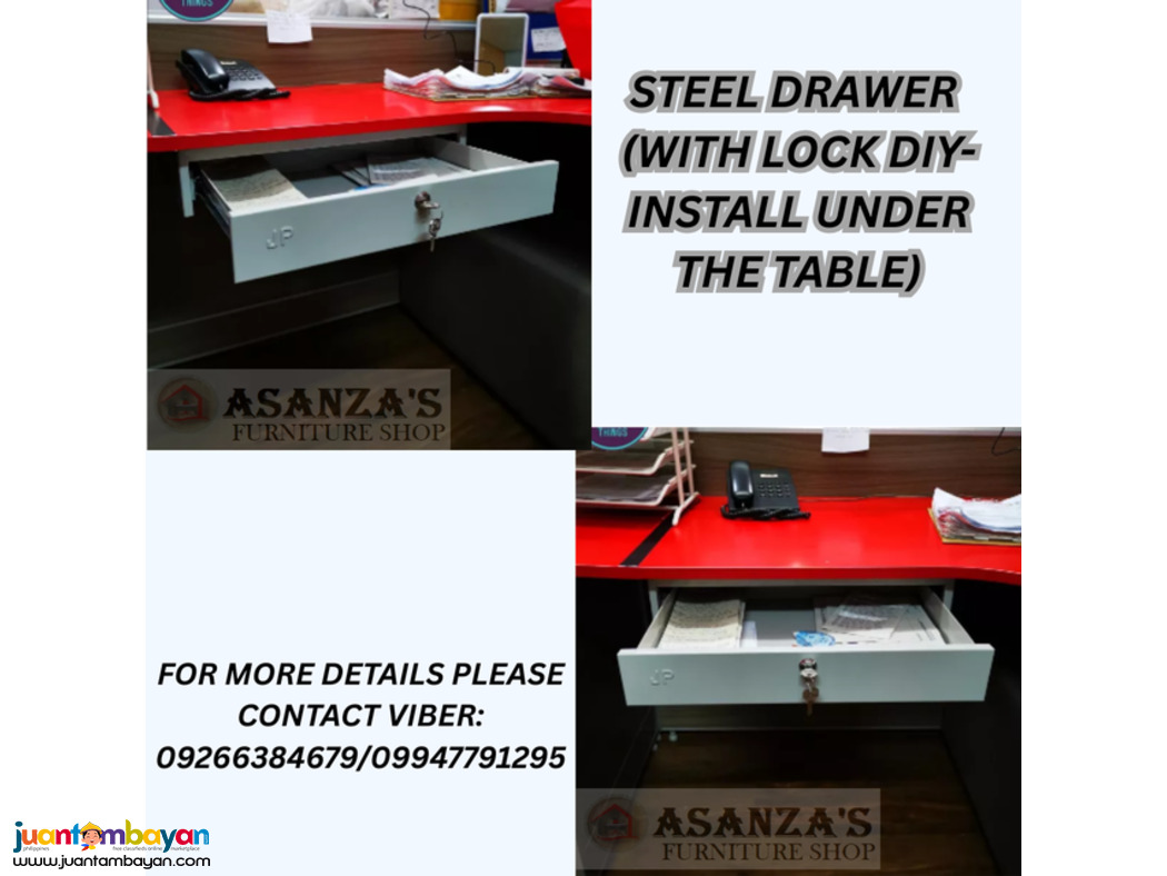 STEEL DRAWER  (WITH LOCK DIY-INSTALL UNDER THE TABLE)
