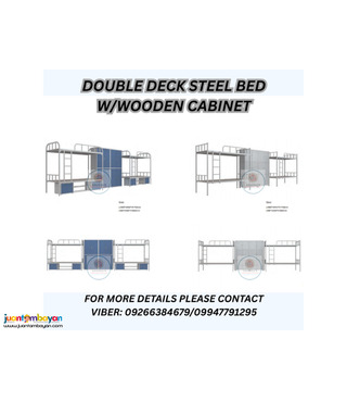 DOUBLE DECK STEEL BED WOODEN CABINET