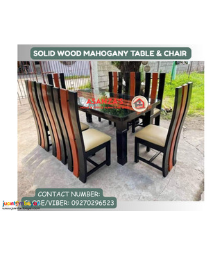 SOLID MAHOGANNY WOOD TABLE & CHAIR 