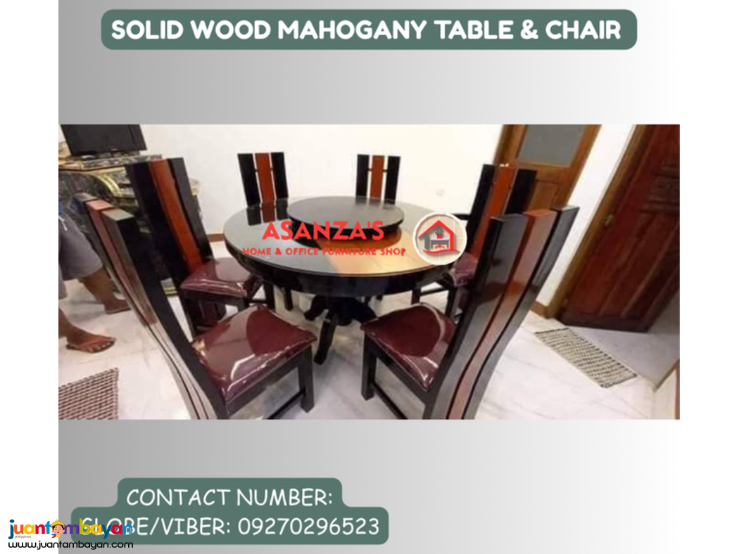 SOLID MAHOGANNY WOOD TABLE & CHAIR 