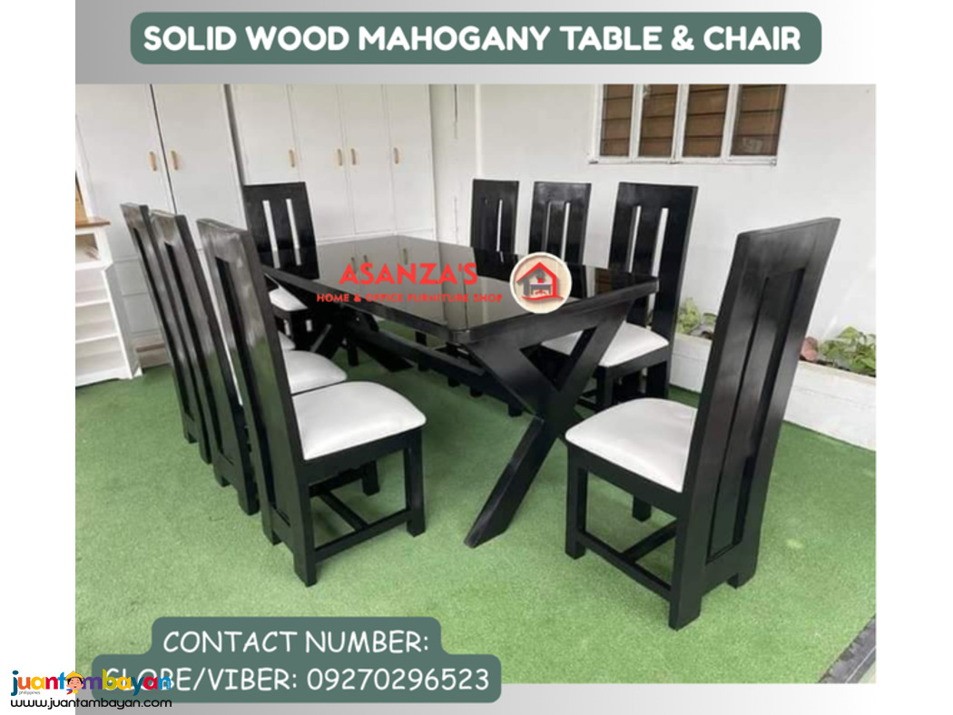 SOLID MAHOGANNY WOOD TABLE & CHAIR 