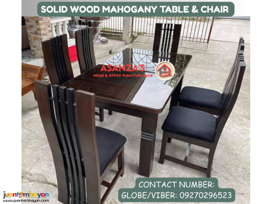 SOLID MAHOGANNY WOOD TABLE & CHAIR 