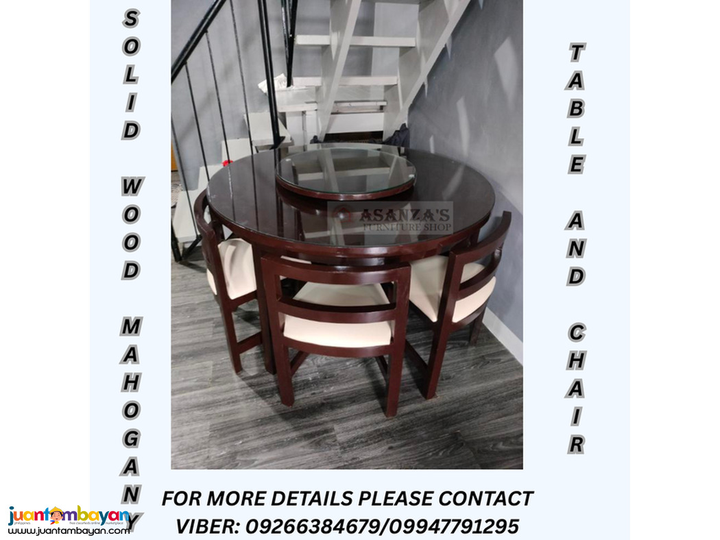 SOLID WOOD MAHOGANY TABLE AND CHAIR