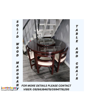 SOLID WOOD MAHOGANY TABLE AND CHAIR