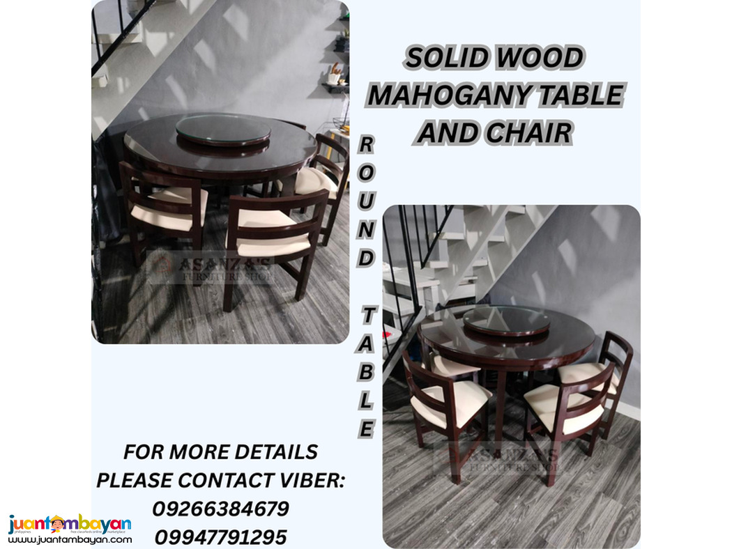 SOLID WOOD MAHOGANY TABLE AND CHAIR