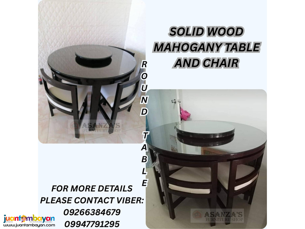 SOLID WOOD MAHOGANY TABLE AND CHAIR