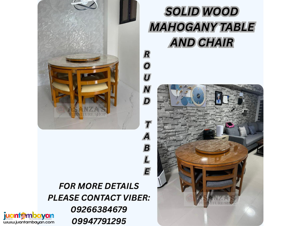 SOLID WOOD MAHOGANY TABLE AND CHAIR