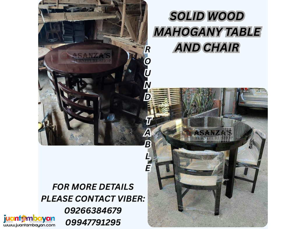 SOLID WOOD MAHOGANY TABLE AND CHAIR