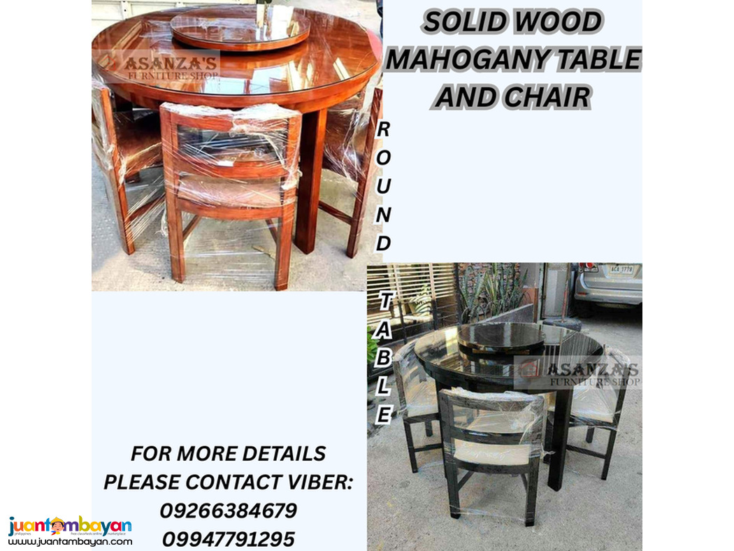 SOLID WOOD MAHOGANY TABLE AND CHAIR