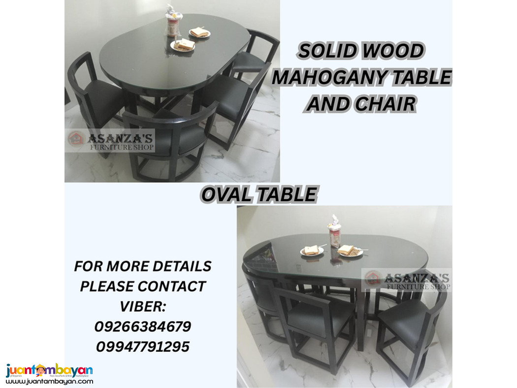 SOLID WOOD MAHOGANY TABLE AND CHAIR