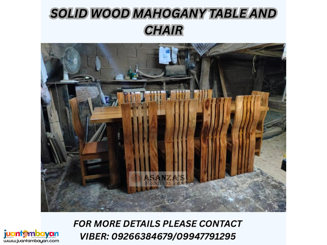SOLID WOOD MAHOGANY TABLE AND CHAIR