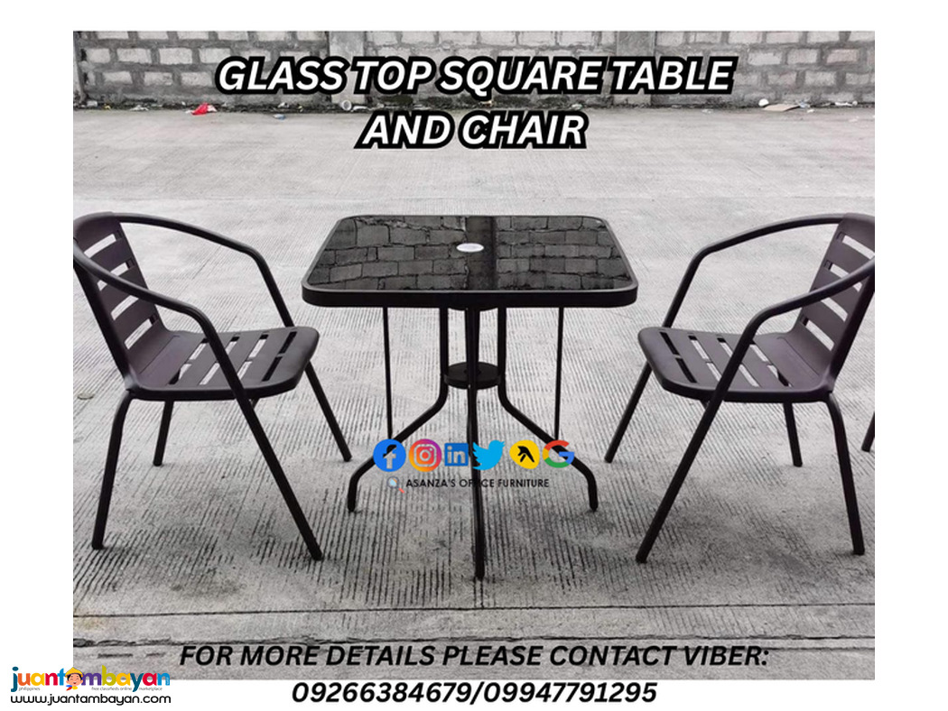 GLASS TOP TABLE AND CHAIR