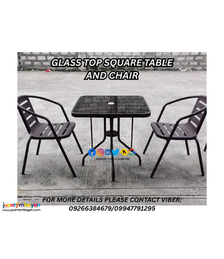 GLASS TOP TABLE AND CHAIR