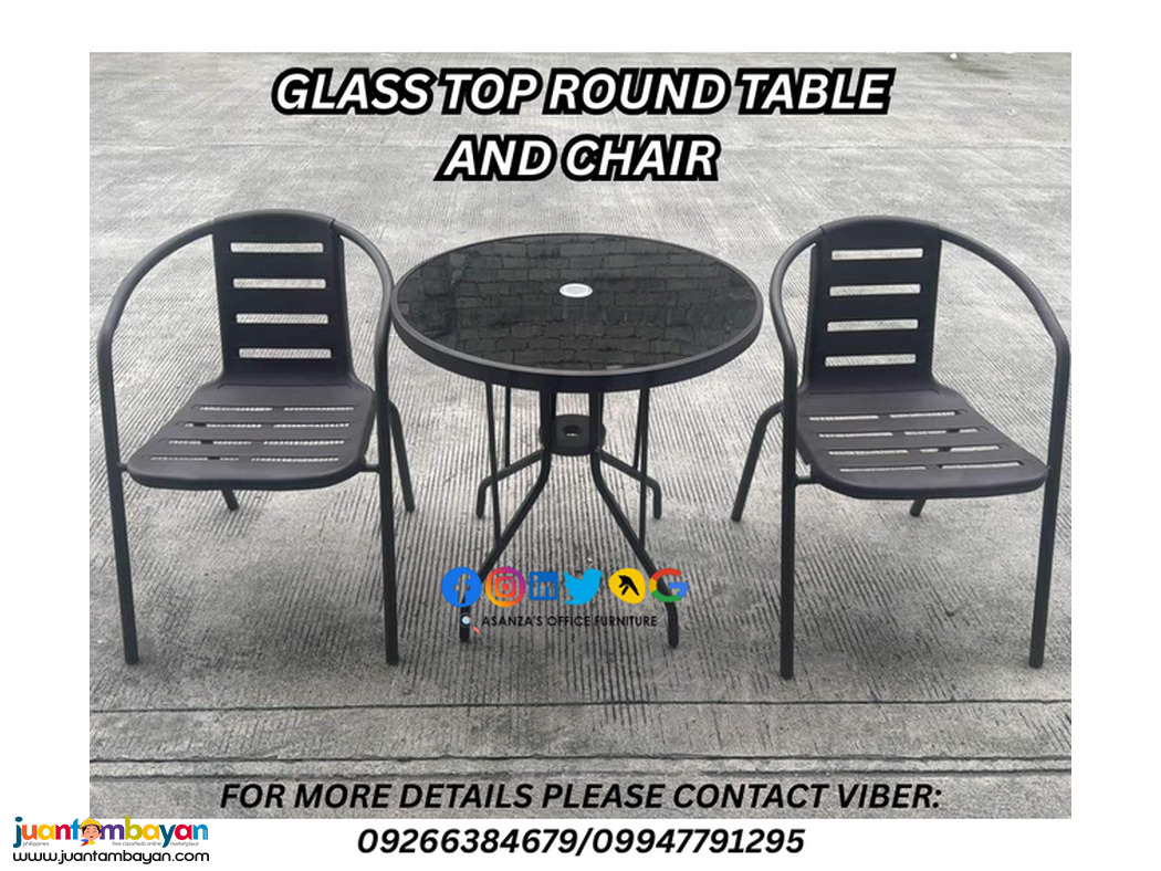 GLASS TOP TABLE AND CHAIR