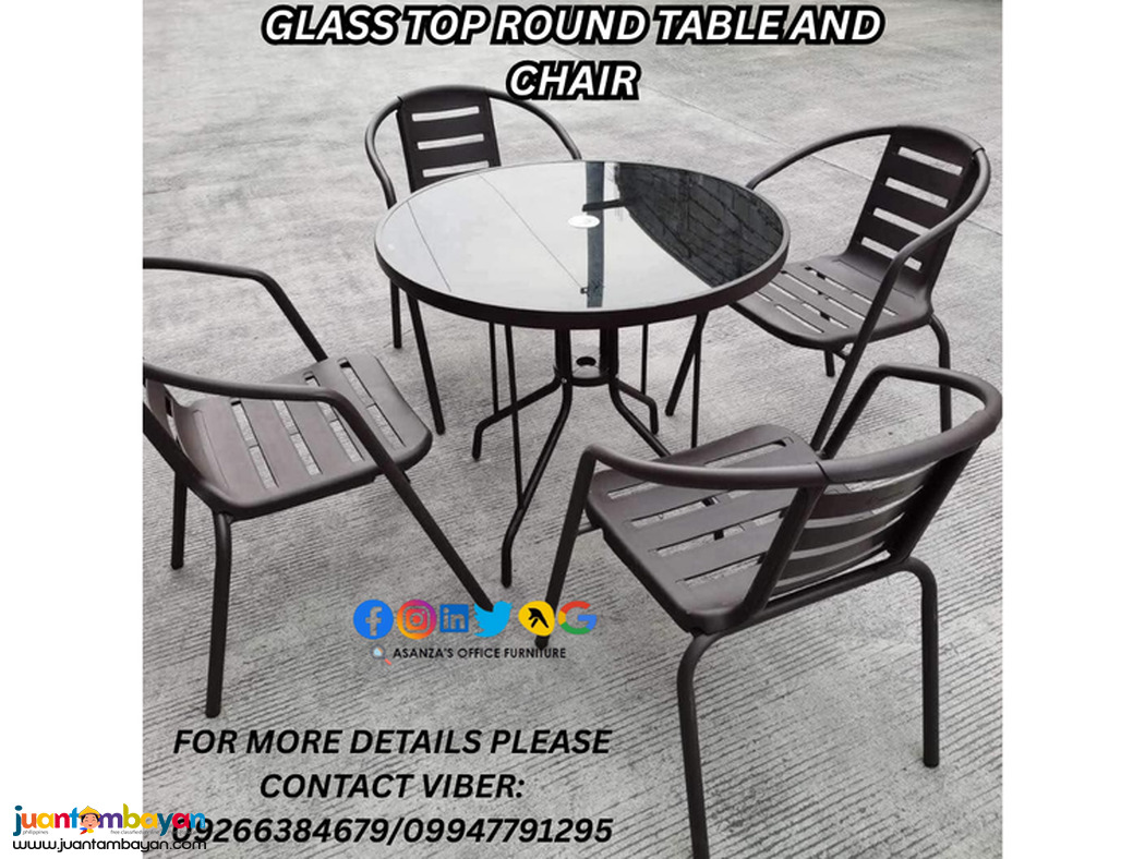 GLASS TOP TABLE AND CHAIR