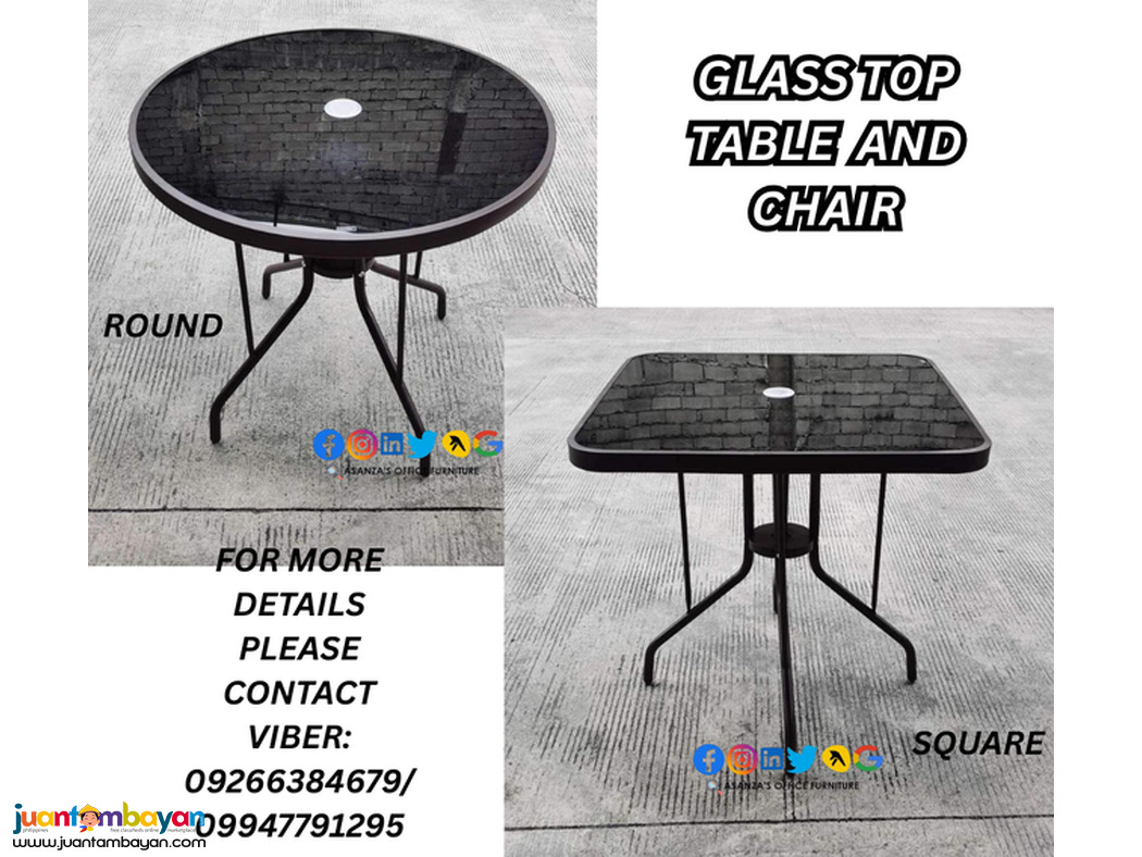 GLASS TOP TABLE AND CHAIR