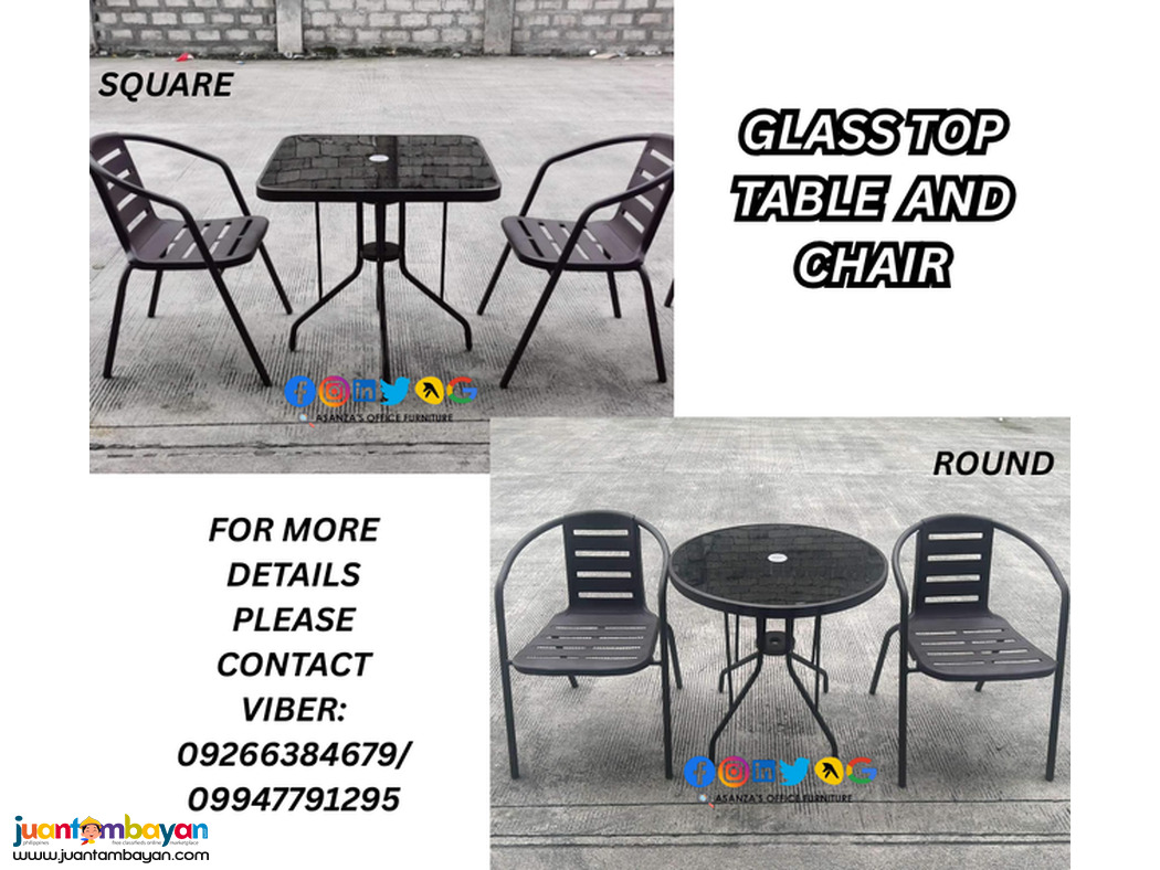 GLASS TOP TABLE AND CHAIR