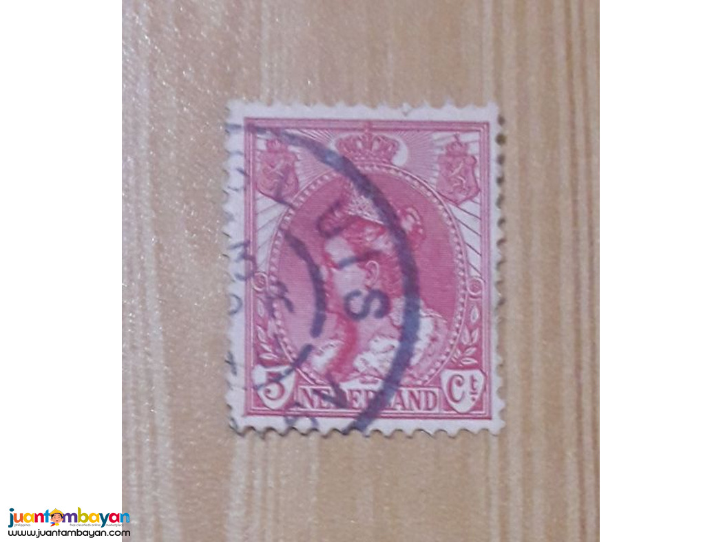 Netherlands 1899 Queen Wilhelmina 5c stamp printing issue.